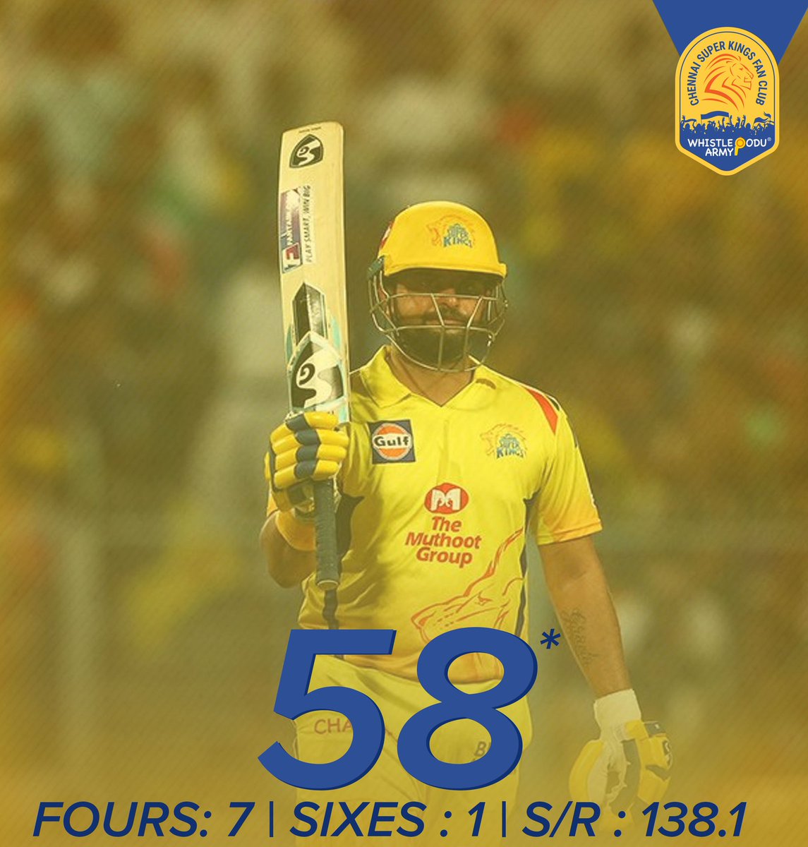 CSKFansOfficial's tweet photo. Mr IPL for A Reason!💛🦁
Scored first half century &amp; played a crucial innings at right time.
@ImRaina @ChennaiIPL

#KKRvCSK #Yellove #WhistlePodu https://t.co/4sSKPVjjLl