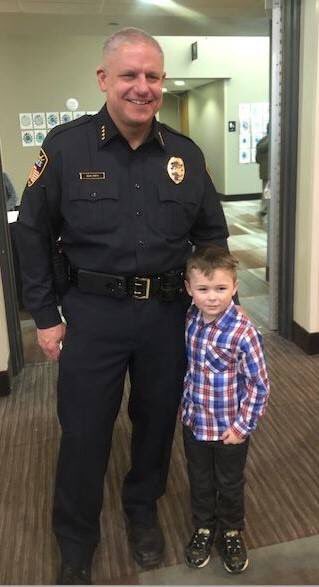ChiefSmithOPD's tweet photo. Oliver want to be a police officer! https://t.co/b5l25bm7A5