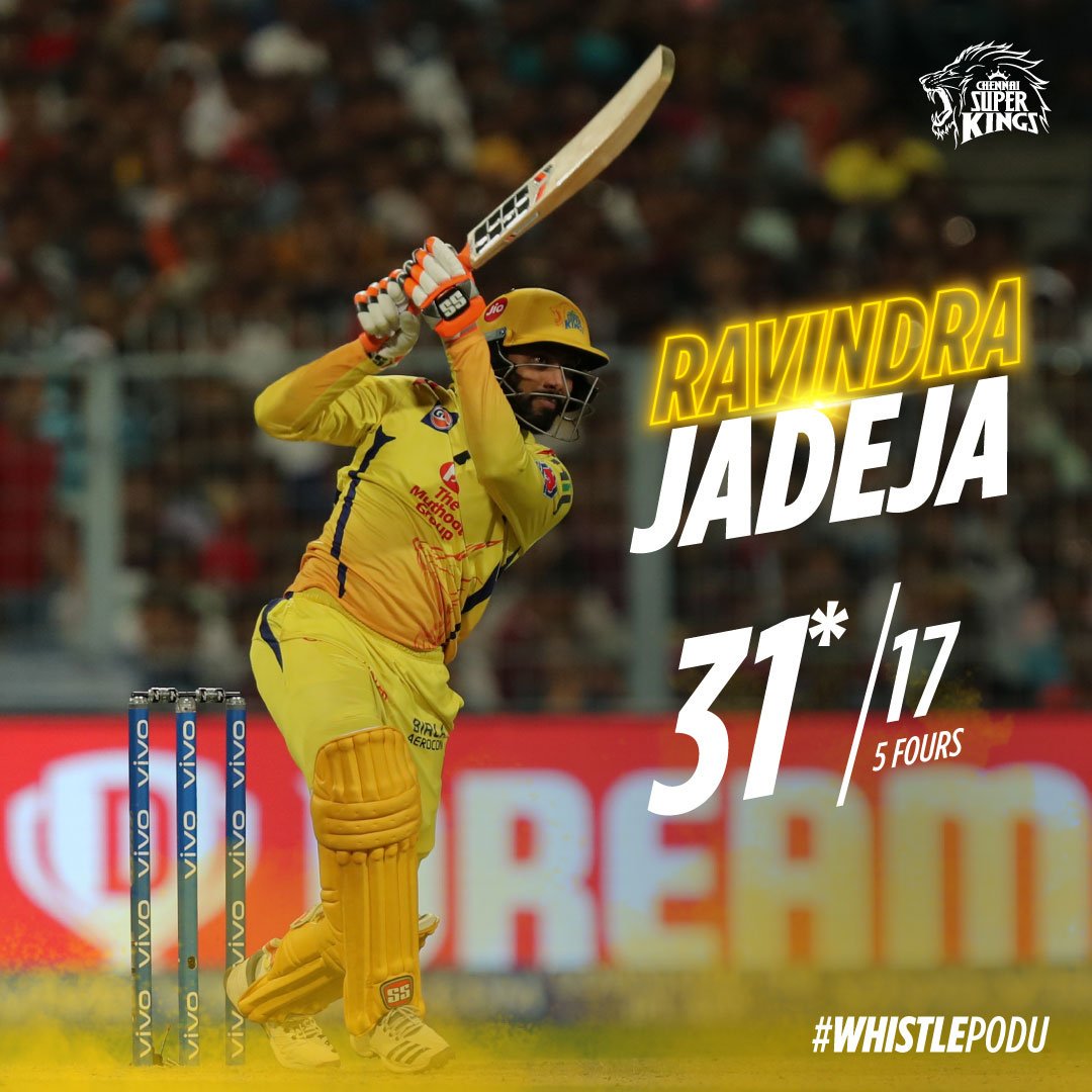 rahulkumarjha33's tweet photo. SIR taking us over the line in the death overs for the second time in consecutive matches! #WhistlePodu #Yellove 🦁💛 #AndreRussell #KKRvCSK #CSKvsKKR #VIVOIPL #Dhoni #Raina #Jadeja https://t.co/bO8EdKvhVi