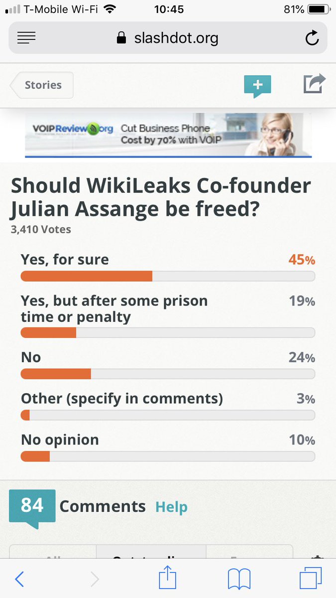 submergingmkt's tweet image. #Slashdot techie poll: “Should #Assange go free?” Popular suggestion: Trump pardon.