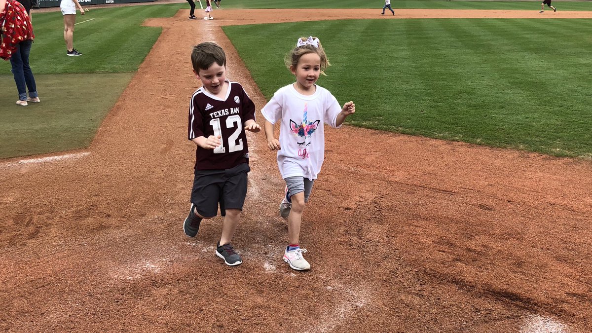 AggieBaseball's tweet photo. Take a Kid to the Game today ⚾️

Purchase one adult ticket at the gate &amp; get 4 kids in FREE! 

Also stick around after the game for kids to run the bases! 

Aggies vs Auburn | 1 PM 

#GigEm https://t.co/Ed7DMmVt9p