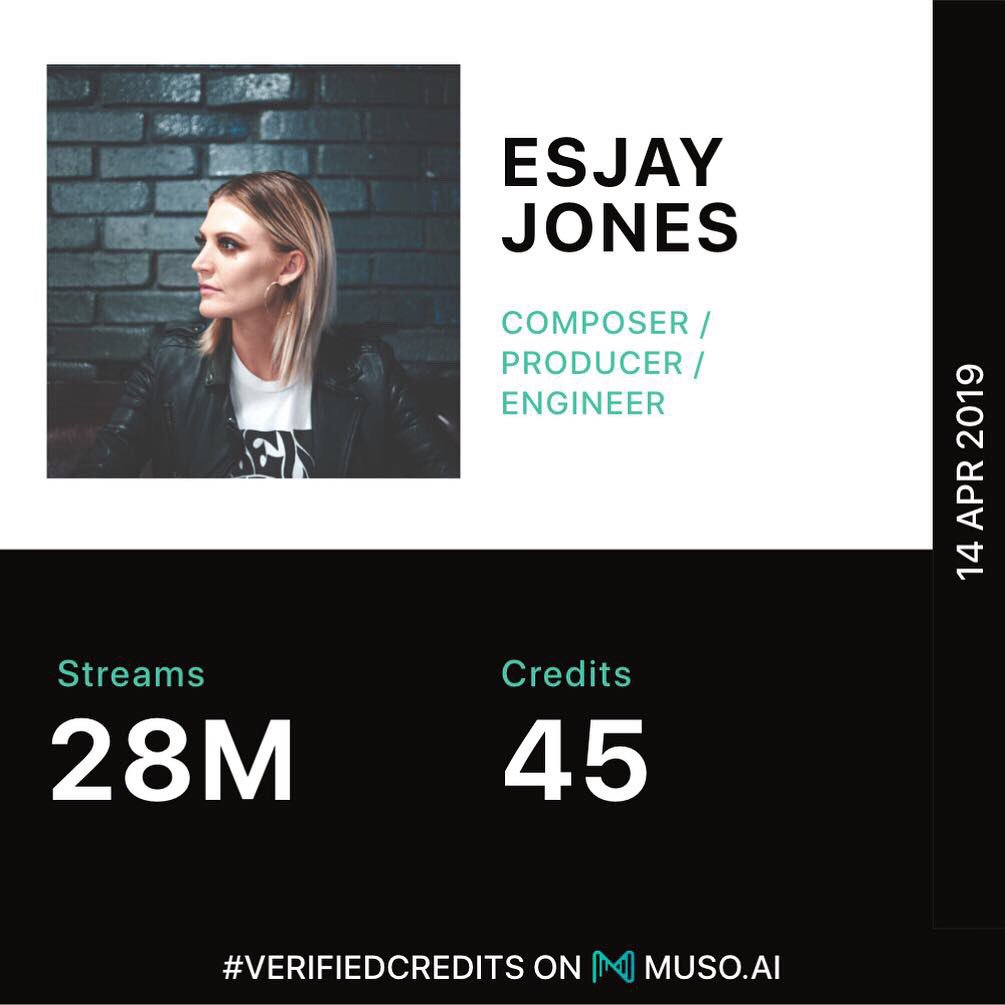 ai_muso's tweet photo. #MusoAI welcomes @EsjayJones 🤝

She is a South African born Composer/ Producer and Engineer. She has worked with top producers, songwriters and artists including @Krewella and @PiaToscano and these are her #MusoStats https://t.co/7g3xDoiVyq