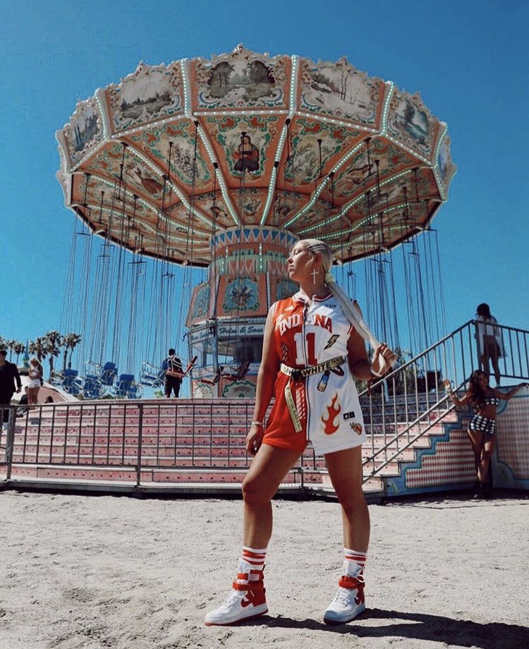 FIDM's tweet image. #FIDM Grad @tksjuicypolls is repping her home at #COACHELLA in this look designed &amp;amp; styled by FIDM student @catauckerfidm!