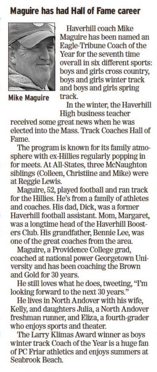 MVC_XC's tweet image. Congratulations to @haverhilltrack who was named @EagleTribSports Coach of the Year! Well Deserved Coach! @MVConference
