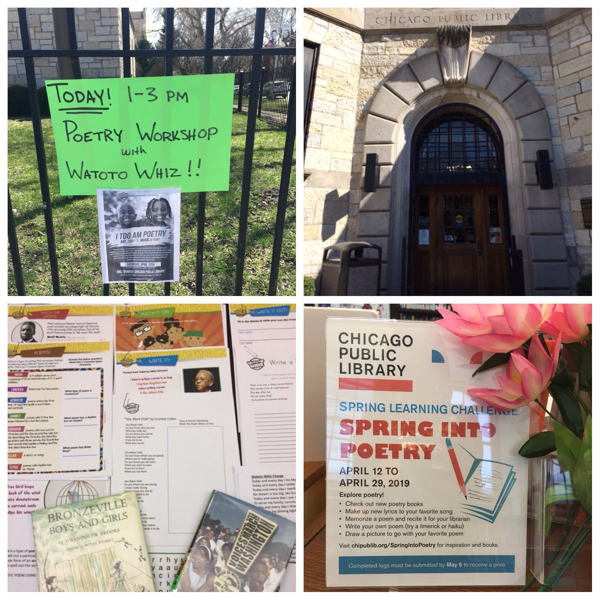 WatotoWhiz's tweet photo. Another successful event yesterday. Join us the second Saturday of each month for our family series! #watotowhiz #watotowhizkid #nationalpoetrymonth #blackpoets #heyblackchild #chicagopubliclibrary #springintopoetry @chipublib #halllibrary https://t.co/kl4lxkMEqD