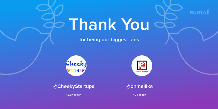 BYMblog's tweet photo. Our biggest fans this week: @CheekyStartups, @bnmallika. Thank you! via https://t.co/YOEfqfP3ev https://t.co/5WJE7Uvad7