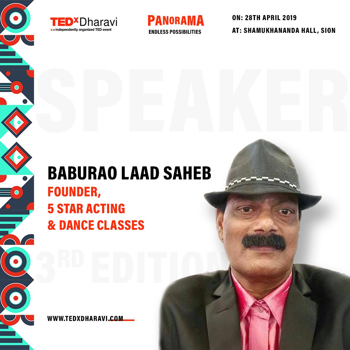 TEDxDharavi's tweet photo. Baburao Laad Saheb is your everyday behind the scenes hero. A director, painter, actor, producer, mentor, cameraman, photographer, and coach, &amp; has been training actors over 25 years.
Tickets start at 399/- https://t.co/qLD8YgWcew
#TEDxDharavi #TEDx #TEDtalks #Mumbai https://t.co/0bvSuwXG5j