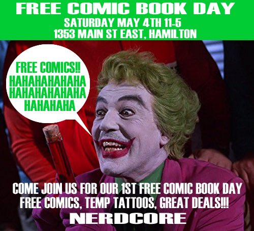 Come join us Saturday May 4th 11-5 at Nerdcore for free comics, prizes, great sales, temp tattoos and so much fun #nerdcorehamont #fcbd2019