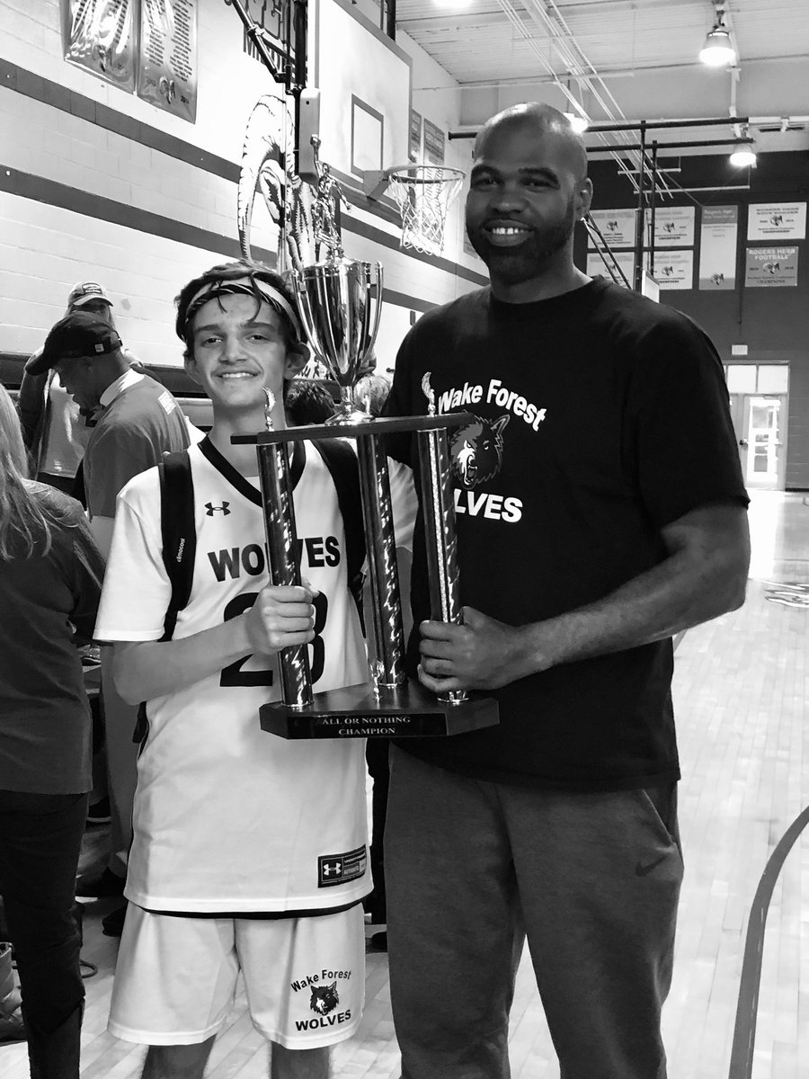 ASchaller74's tweet photo. Extremely proud of the Wake Forest Wolves (7th Grade) and their coaches! They worked hard, played hard all day & won the Championship at the YSAL All or Nothing AAU Tournament!! #WakeForestWolves #IngeBasketball #WeAreAAU #ComeGetItDone #YSALAllOrNothing https://t.co/ji0cyQJiSm