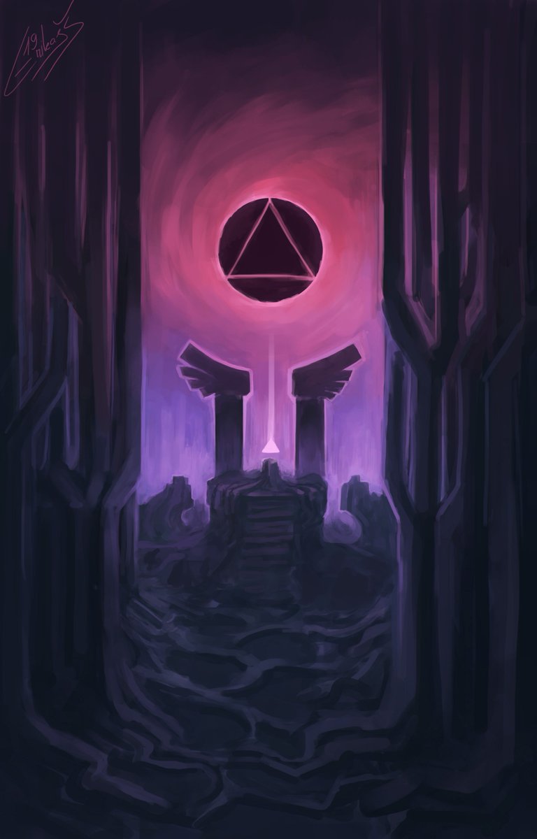 An advanced civilisation that worships triangles dug trenches in their moon and filled them with mirrors so their eclipses would look badass af.
#2dart #fantasy #eclipse #triangles