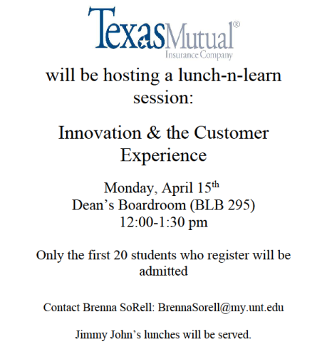 GISBetaZeta's tweet photo. Time To Expand Your Knowledge 
Lunch-n-Learn Series sponsored by Texas Mutual 
The Relationship between InsurTech &amp; meeting the needs of the customer.
#UNT_GIS #BetaZeta_UNT #UNT_RIMS #UNT_GISAlumni #texasmutual #Insurtech https://t.co/y6SfIFVoPn