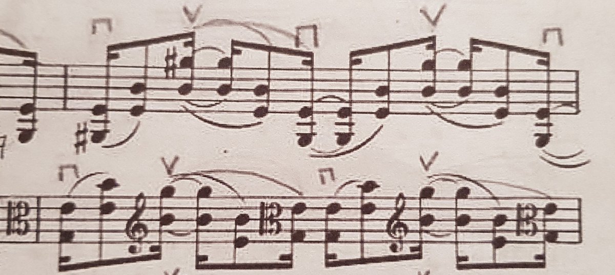 clarecowie's tweet photo. Why write a bar in one clef (top bar, in treble) when you could change the clef FIVE times? #violaproblems https://t.co/1mKbYo93l4