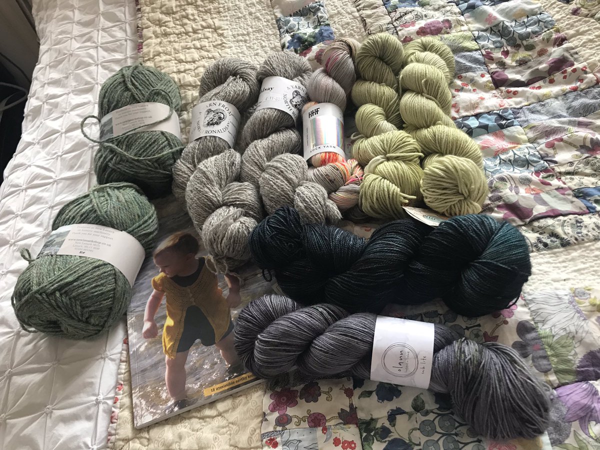 Had a fabulous few days in Edinburgh. I brought home this massive haul of mostly-local yarns. Mmmmm.