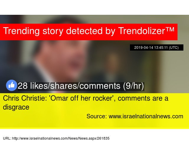 Christielizer's tweet photo. #ChrisChristie: 'Omar off her rocker', comments are a disgrace  https://t.co/TBOHwRkwEk https://t.co/8FWiQ2XEMT