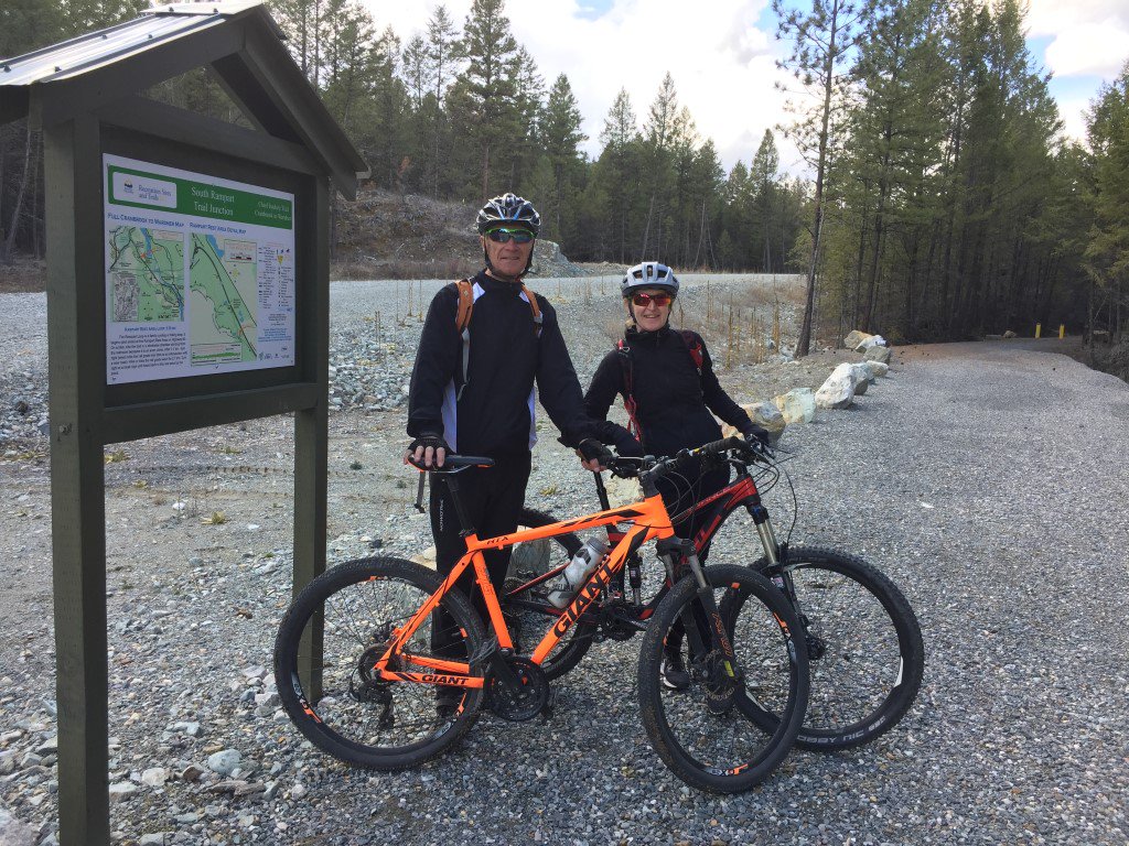 ChiefIsadoreTr's tweet photo. Met up with John and Mila , enjoying an early season ride. From Edmonton they immigrated from Slovakia not too long ago. Just finished doing the Rampart Loop and really liked that.  Encouraged them to at least try a bit of the Mayook Section. And off they went! @TheGreatTrail https://t.co/MWKlRgYM24