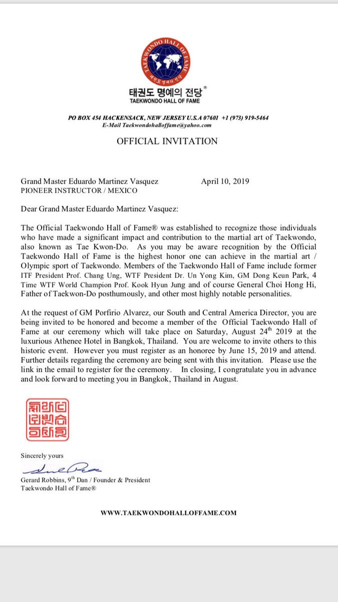 El más alto honor que un artemarcialista del Tae Kwon Do puede recibir es ingresar al Salón de la Fama de esta disciplina Olímpica. Quién es fundador y promotor de este deporte en Puebla, el Profesor Lalo Martínez, ha sido distinguido con este reconocimiento! Felicidades Maestro!