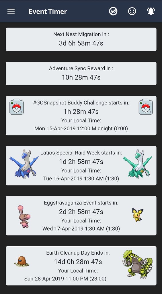 GO Field Guide on Twitter: "@PokemonGoApp Too Many Events? how to remember? A Countdown Event Timer with Event Notifications will help you to remember dates! All Events Countdown Timer at