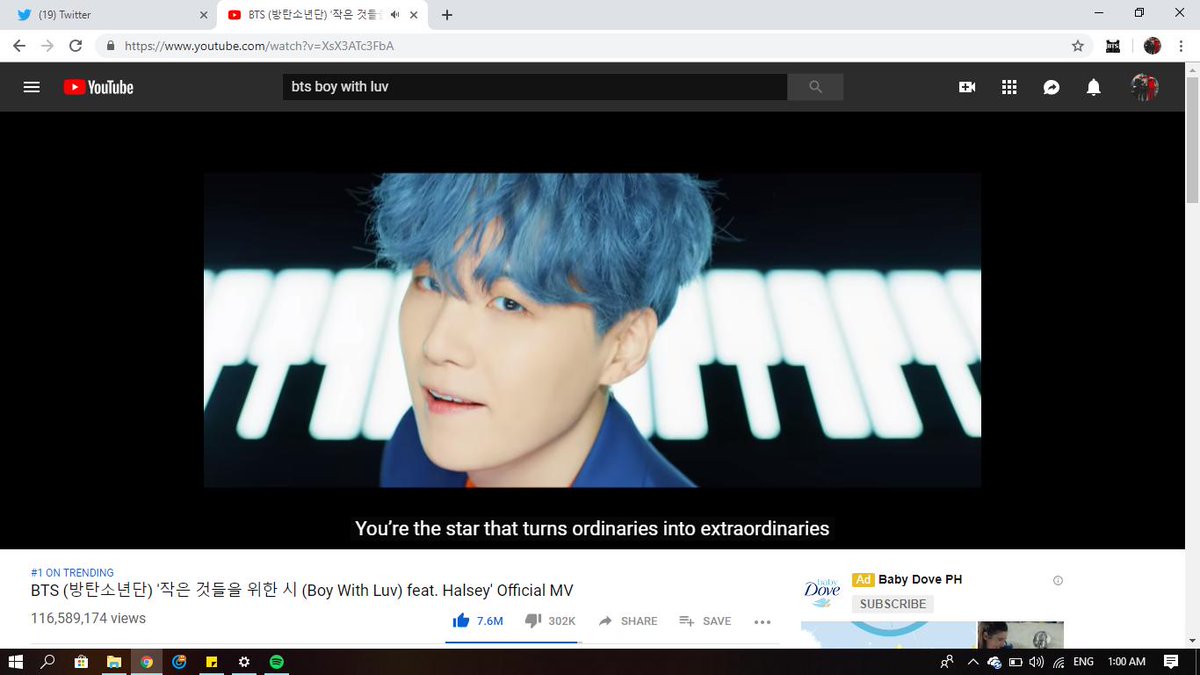 diminietwee's tweet photo. #BoyWithLuvRealViews  #BoyWithRealViews @BTS_twt 

UPDATE

116.5M Views, 7.6M Likes

Still trending #1 in Philippines https://t.co/rFP7rrGsgI
