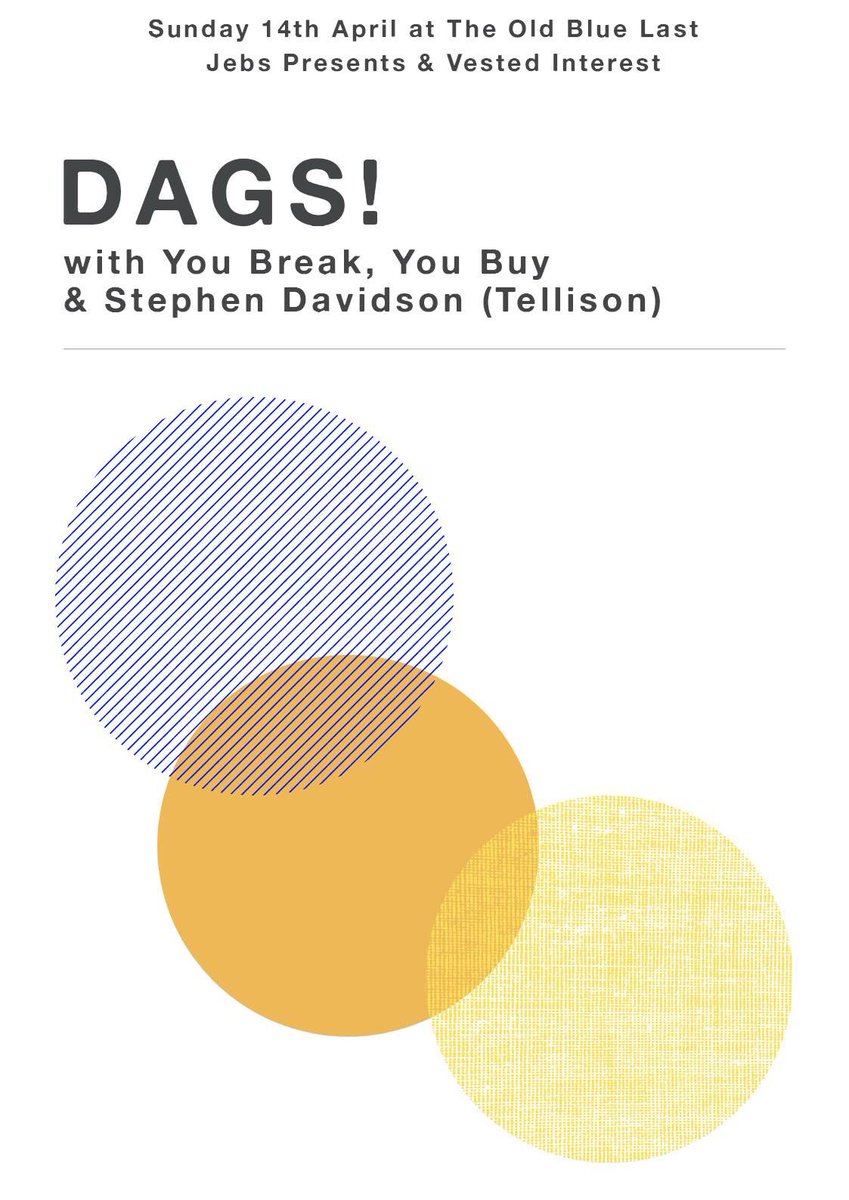 London mates! <a href="/bandofdags/">DAGS!</a> play <a href="/theoldbluelast/">The Old Blue Last</a> tonight with lots of mates, including Stephen from <a href="/tellisontalk/">Tellison</a>. Come hang!