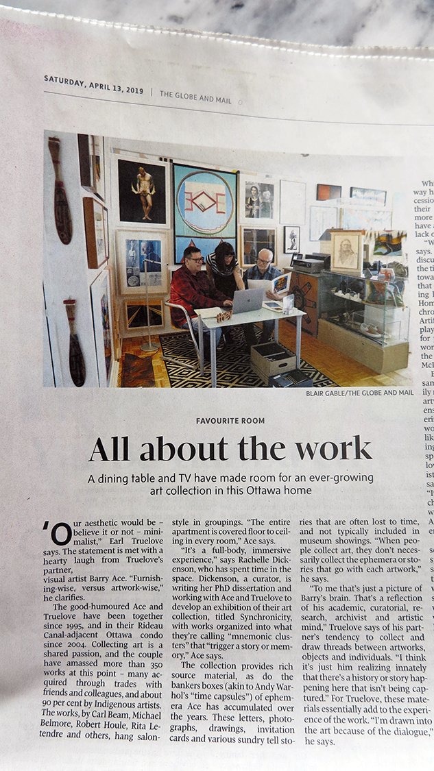 leahsnyder's tweet photo. My favourite #privatecollection of #Indigenous #art featured in wkend @globeandmail #BarryAce & his partner Earl Truelove's stunning collection including #CarlBeam #RobertHoule #MichaelBelmore #RosalieFavell https://t.co/x5ShaUeaS2