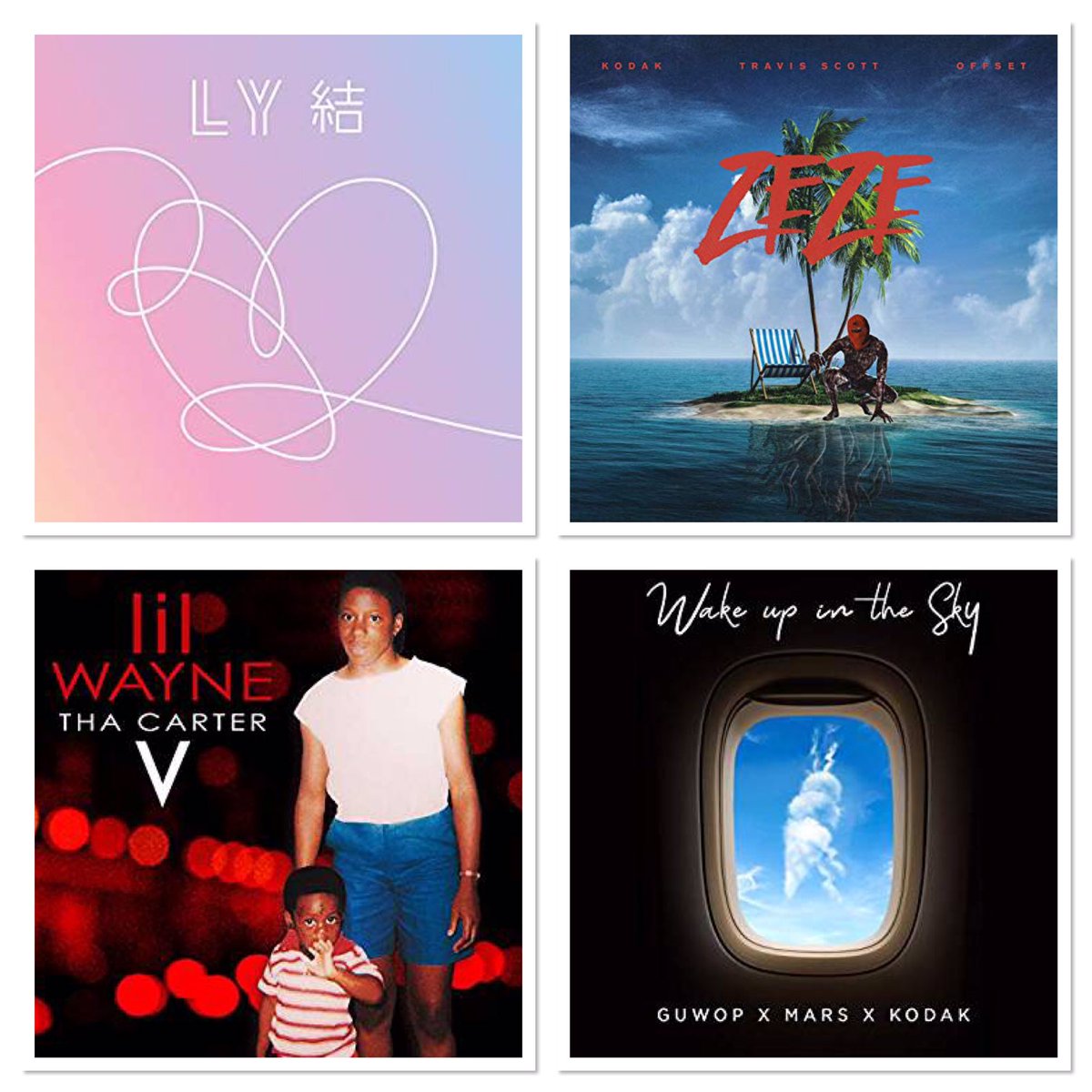 NOWThatsMusicU2's tweet photo. #NOW85 CD 2 Tracks 7-10
7. @bts_bighit feat. @NICKIMINAJ IDOL
8. @KodakBlack1k w/@trvisXX & @OffsetYRN ZEZE
9. @LilTunechi w/@kendricklamar Mona Lisa
10. @gucci1017, @BrunoMars & @KodakBlack1k Wake Up In The Sky π https://t.co/6nZRAsjXCu