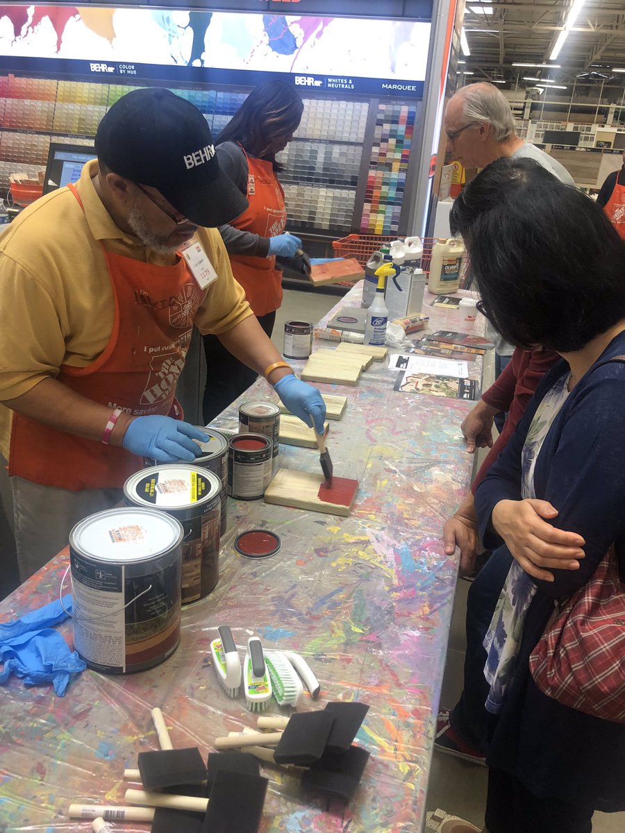 KamaraAntonia's tweet photo. Paint associates Alecia and David demonstrating deck staining at the DIY Deck Staining Workshop #BuiltToBringIt #DeckStaining #DIY @BMO_MET @billshuell @staceyjsharp1 @voa8550 https://t.co/gGbhLf5SR8