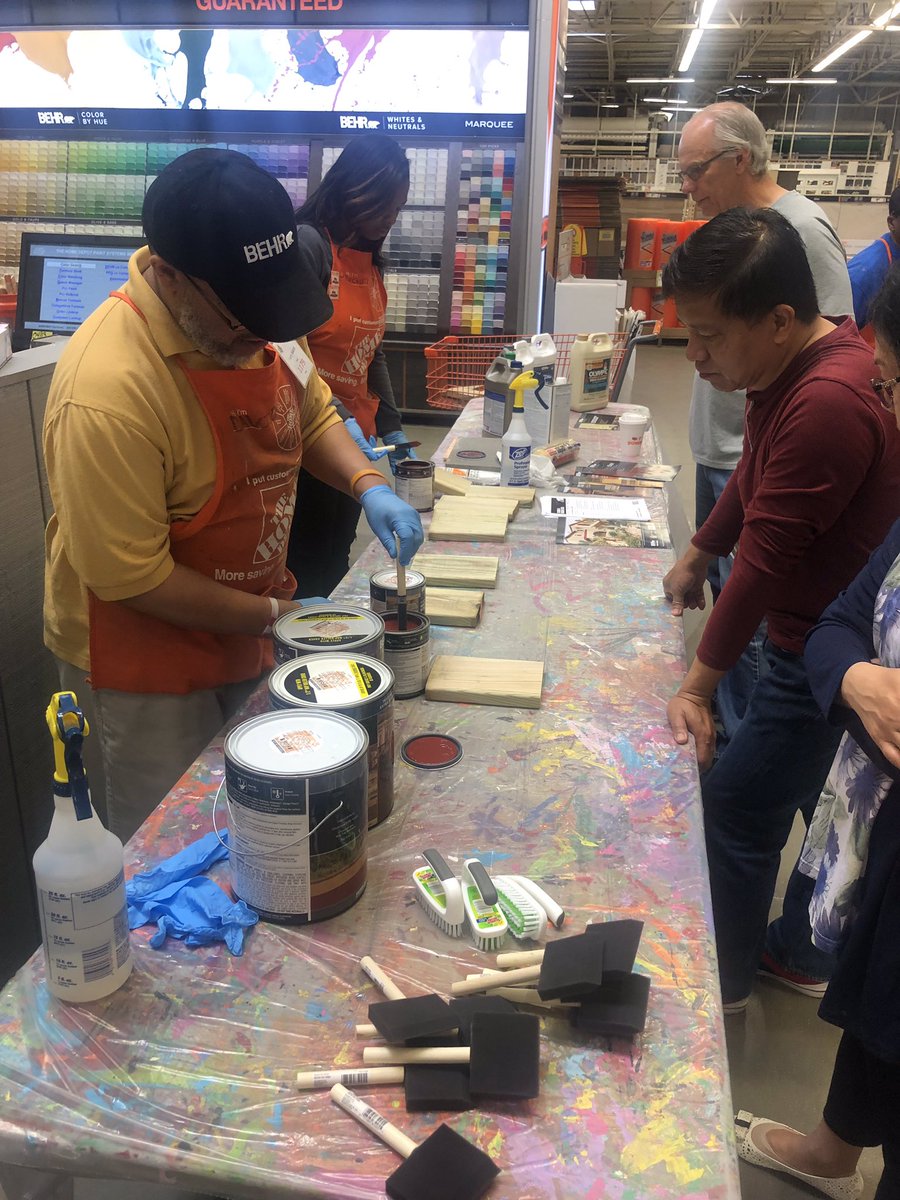KamaraAntonia's tweet photo. Paint associates Alecia and David demonstrating deck staining at the DIY Deck Staining Workshop #BuiltToBringIt #DeckStaining #DIY @BMO_MET @billshuell @staceyjsharp1 @voa8550 https://t.co/gGbhLf5SR8