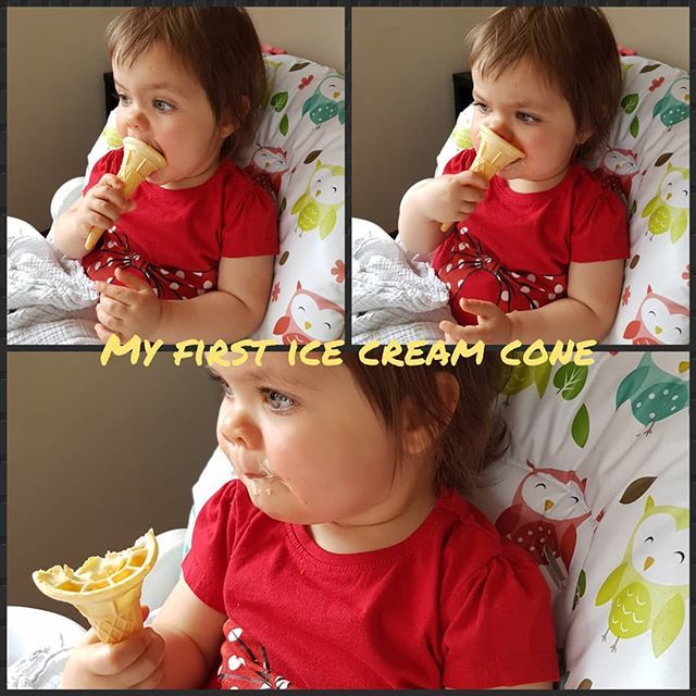 Trying our first ice cream come and loving it. 😍