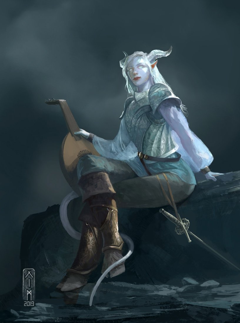 “Quick work related tweet to end the weekend: Aellara, the Tiefling bard!&a...