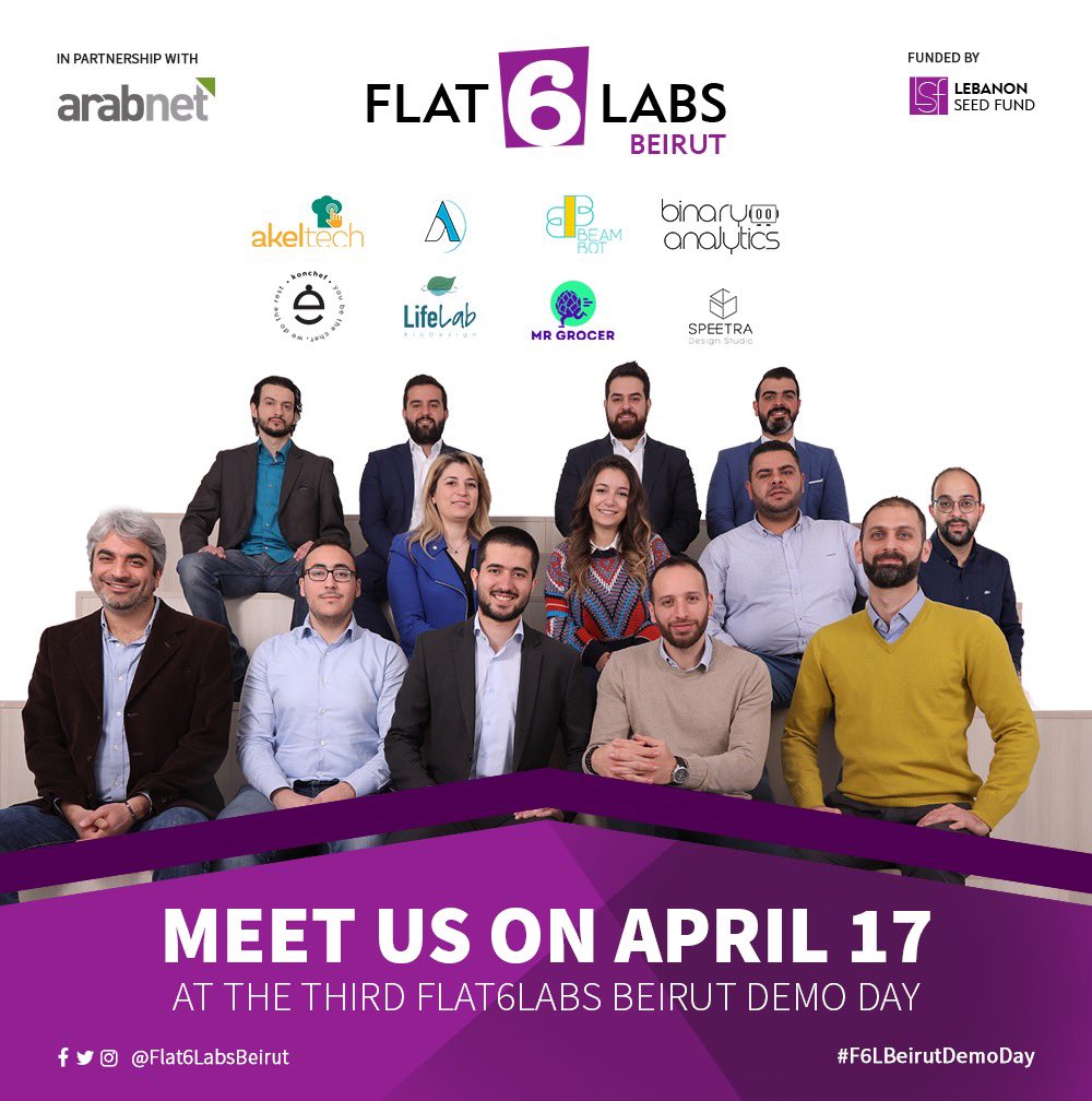 After four months of a rigorous program, 8 @Flat6LabsBeirut startups will be pitching their innovative tech-based solutions to Beirut's community on #F6LBeirutDemoDay on April 17. 

RSVP at explore.eventtus.com/event/qjm1pqjf…

#founders #innovation #entrepreneurship  #earlystage #pitching
