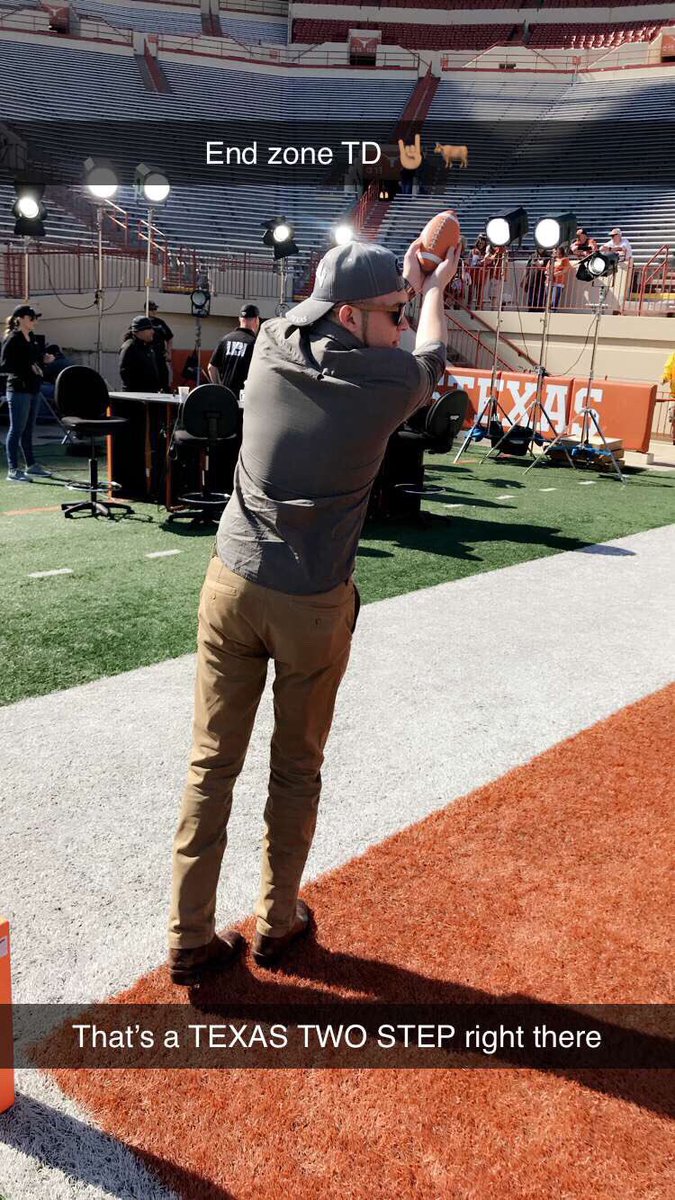 Yesterday’s UT Spring Game was fun, snagged a pic on Texas Game Day set, scored a Joshua Moore-esk TD, and was acknowledged by McConaughey? #AlrightAlrightAlright