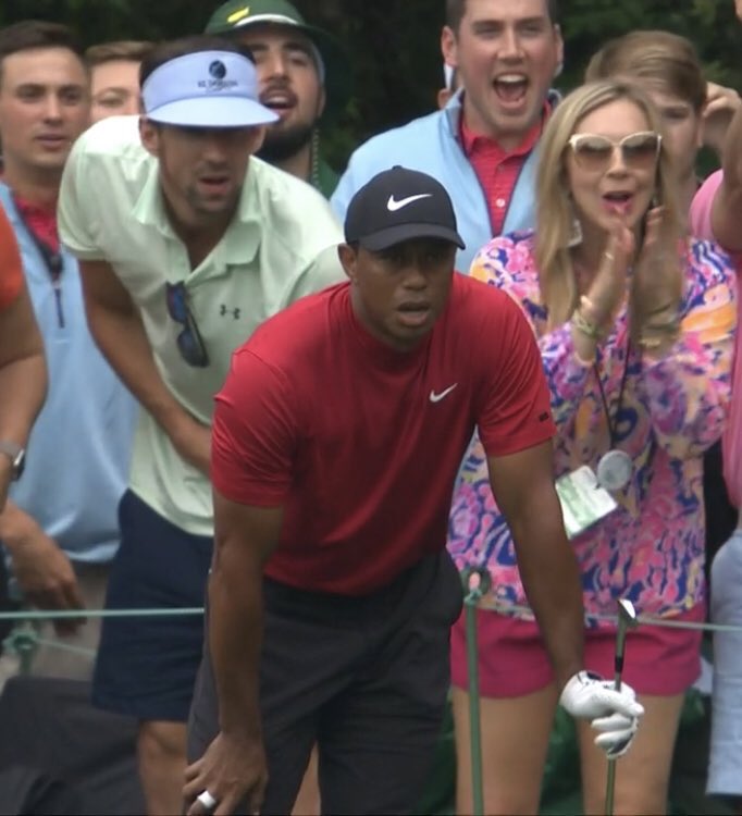 TylerJRoney's tweet photo. 28 Olympic medals and 14 Majors between these two.

#TheMasters https://t.co/rd2nENDH5I