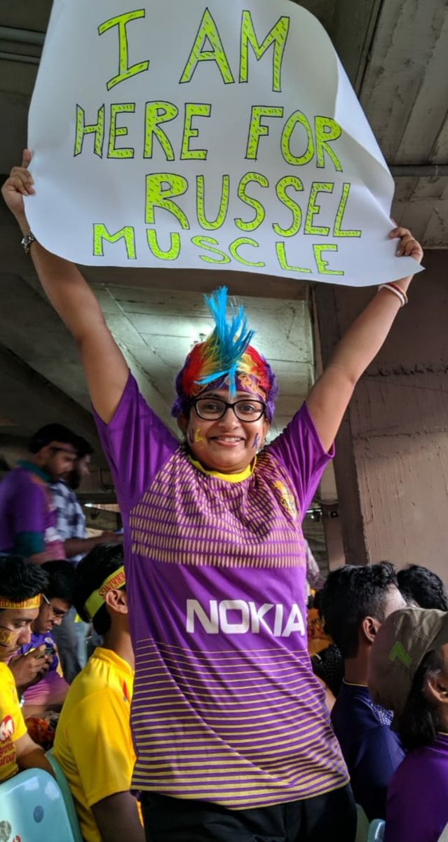 Was cheering loudly for U Russel-Muscle.
@Russell12A am a fan of your big big hits.
Wanted meet u one day #DreRuss 
We will win again 🏏
#AmiKKR 
#KorboLorboJitboRe 
@KKRiders @IPL 
#VIVOIPL2019