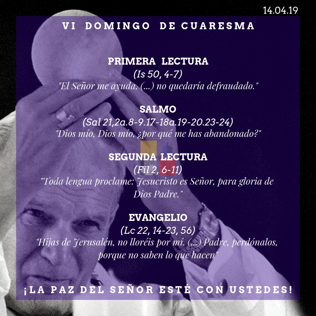 GUJPII's tweet photo. VI Domingo de Cuaresma | 14.04.19
Evangelio del día: Pasión de Nuestro Señor Jesucristo según San Lucas 22, 14 - 23, 56

Evangelio completo: https://t.co/jEJLLMvZYm https://t.co/eyCjMcQG3h