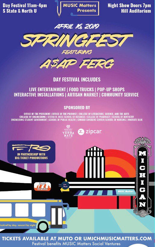 BigTicketUmich's tweet photo. 2 DAYS left until Springfest featuring A$AP Ferg. Get your tickets A$AP at the link in our bio!! https://t.co/4vbp7zYzGl