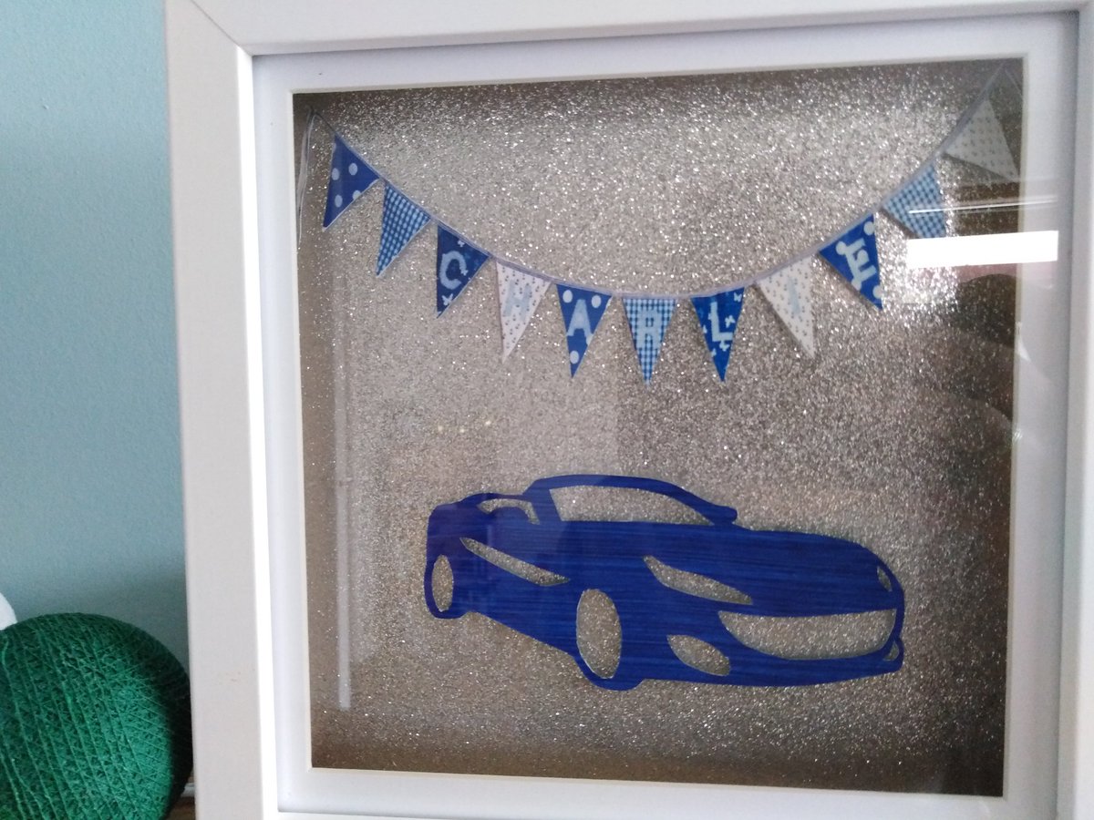 EmmaRemadeby's tweet photo. Little gift I've recently finished for my 3 Yr old godson who loves #blue and #cars. #boxframe #glitter. #commissionsaccepted! #handmade #boys #giftsforhim #HandmadeHour #crafthour https://t.co/ozfFRAcuNO