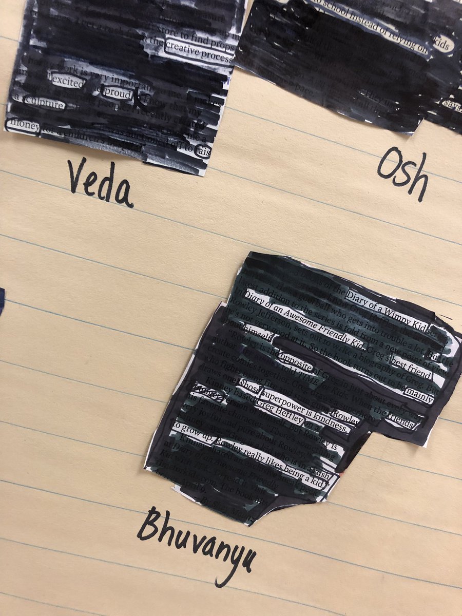 MichelleAster's tweet photo. Blackout Poetry! #PoetryMonth @WoodbrookSchool https://t.co/ge0QpfImhh