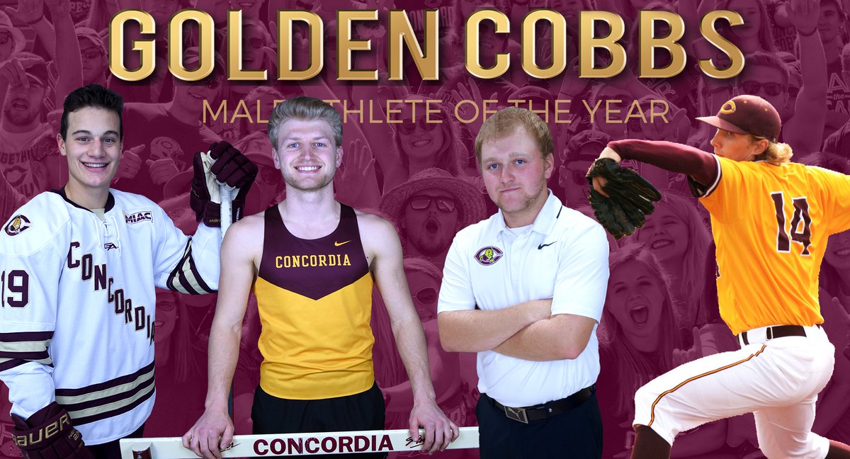 CobberSID's tweet photo. MALE ATHLETE OF THE YEAR! Voting closes in less than 24 hours for the Golden Cobbs. Click the link to vote for your fav. Cobber Male Athlete of the Year: https://t.co/P3CSztIBrd
🏒: Tyler Bossert 
🏃: Matt Bye
🏌: Nathaniel Kahlbaugh
⚾: Austin Ver Steeg
#ItsVeryClose https://t.co/YmzArMb3UJ