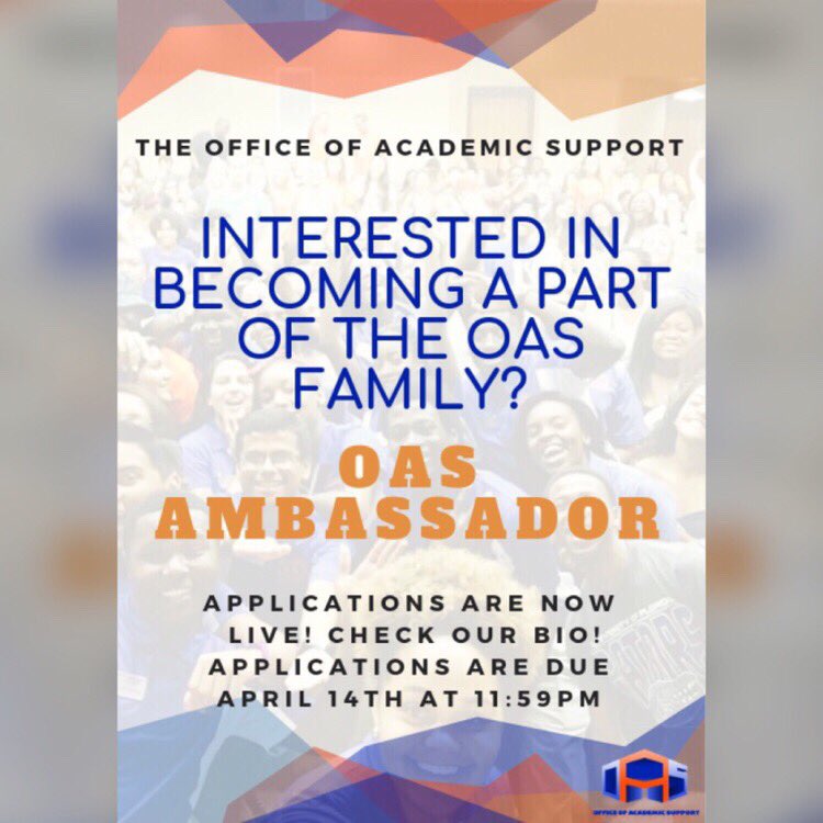 uftriosss's tweet photo. Are you interested in being a ‘19-‘20 OAS Ambassador? Use the link in our bio to apply for an opportunity to gain leadership and professional skills! Applications close TONIGHT at 11:59! If you have any questions please DM us!

#UFOAS #AIM #SSS #Promise #UF19 #UF20 #UF21 #UF22 https://t.co/qPJdKwoO5t