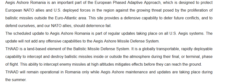 NATOAssure's tweet photo. "At the request of #NATO, Secretary of Defense will deploy a U.S. Army Terminal High Altitude Area Defense (THAAD) system to Romania this summer in support of NATO Ballistic Missile Defense.  @US_EUCOM https://t.co/6SZU1r07gU https://t.co/iGLmC1snBL