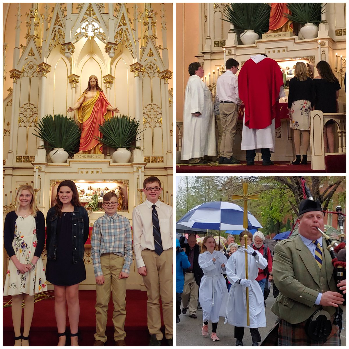 TrinitySoulard's tweet photo. Holy Week kicked off today with a little sleet &amp; snow at the Blessing of the Palms.  Four youth recieved First Communion at the 10:15 service. https://t.co/IYcsPaYW25