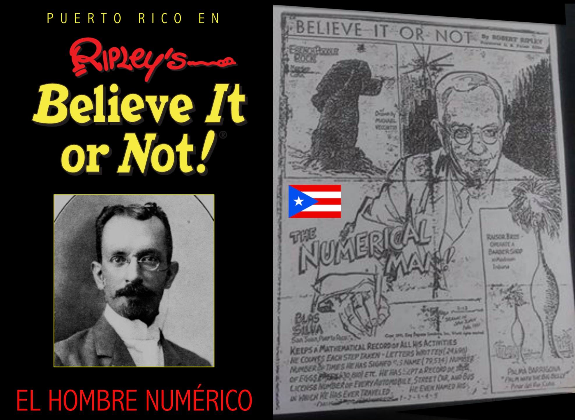 Publicación de EL BORICUAZO que recoge el dibujo publicado en Ripley's Believe It or Not!, sobre Blas Silva Boucher 