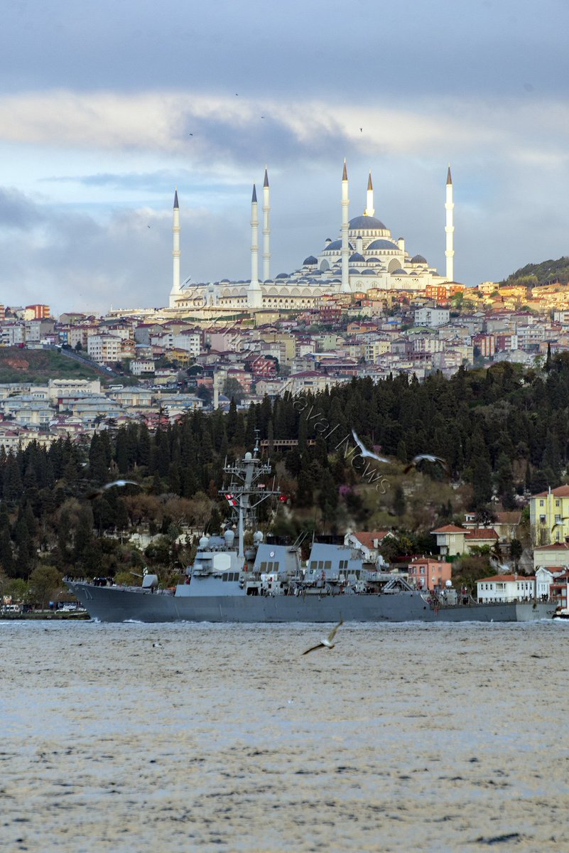 One of the four forward-deployed Arleigh Burke-class destroyers #USSRoss #DDG71 made northbound transit through Turkish Straits today and entered the Black Sea. This is her first Black Sea deployment in 2019.