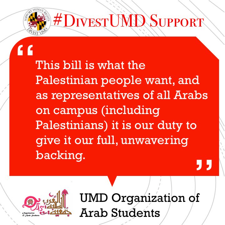UMD_SJP's tweet photo. Thank you to the UMD Organization of Arab Students for your support! (Full statement in thread) @OASUMD #DivestUMD
Sign our petition: https://t.co/4RtLjO0xU4 https://t.co/VfPSPVlJ1x