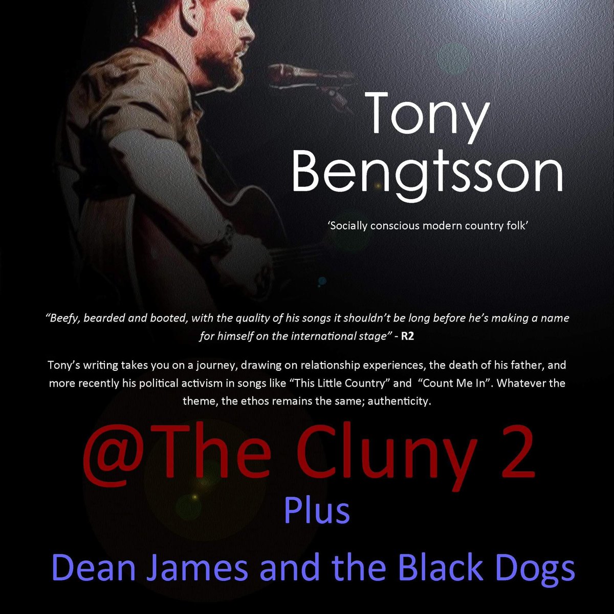 This coming Tuesday 16th full band playing the Cluny 2