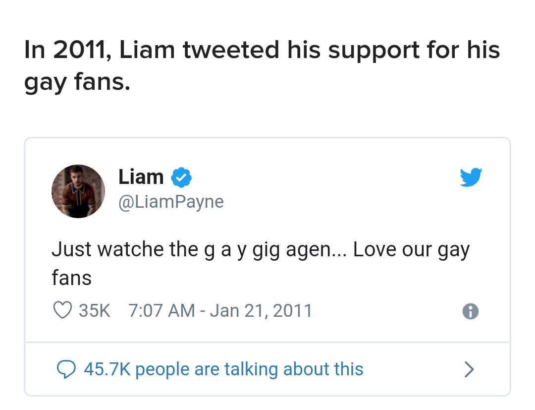 he's also showed his support for their gay fans on twitter in 2011.