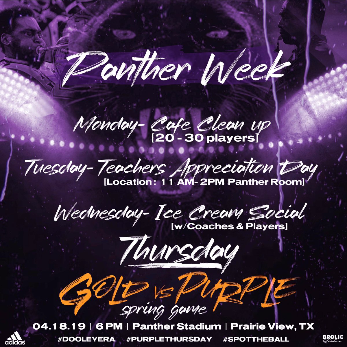coaxhrob's tweet photo. Panther Week is here❗️❗️
#purplethursday
#springgame19 https://t.co/0XNNiCkA4C