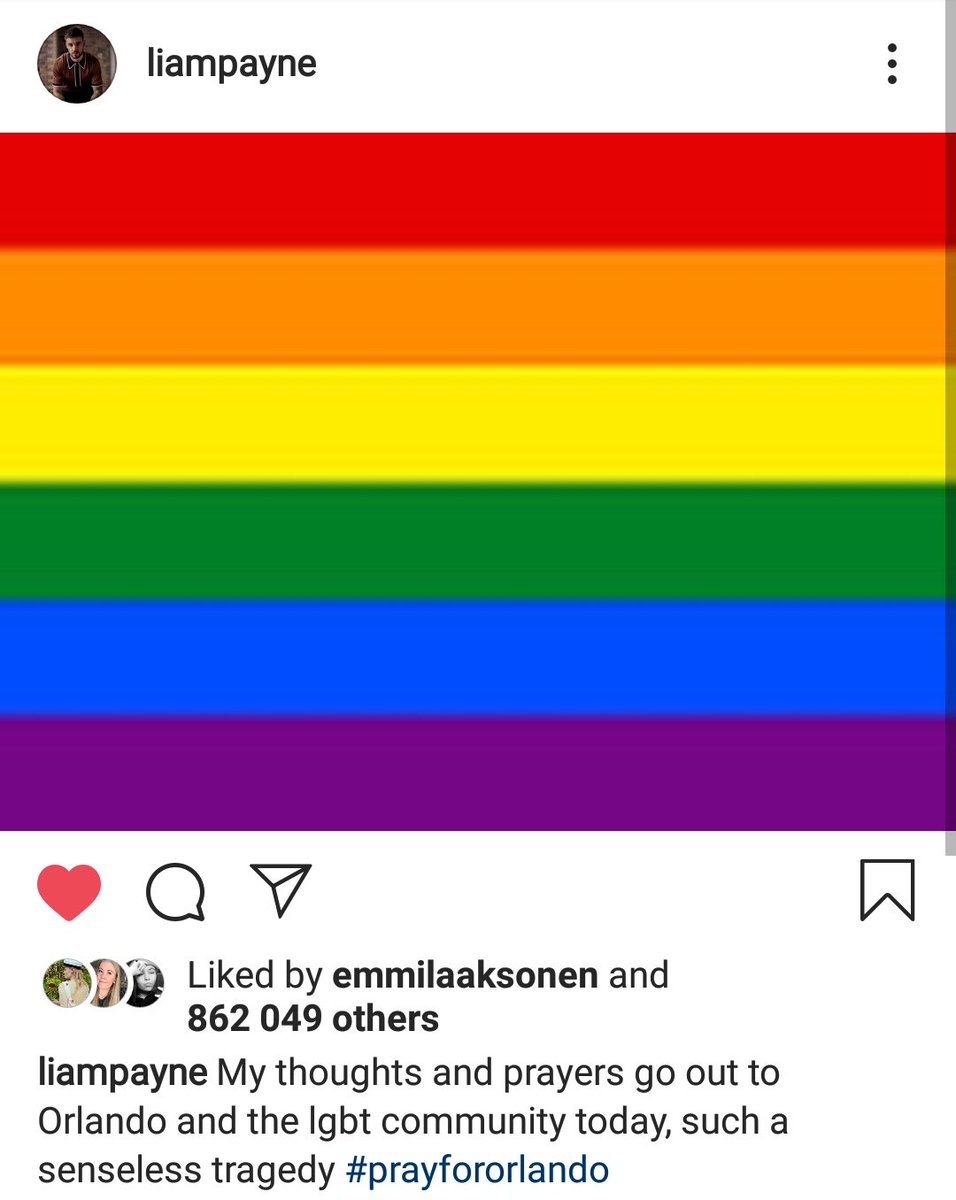 liam showing his support for the lgbt on instagram, in 2016 and 2017.
