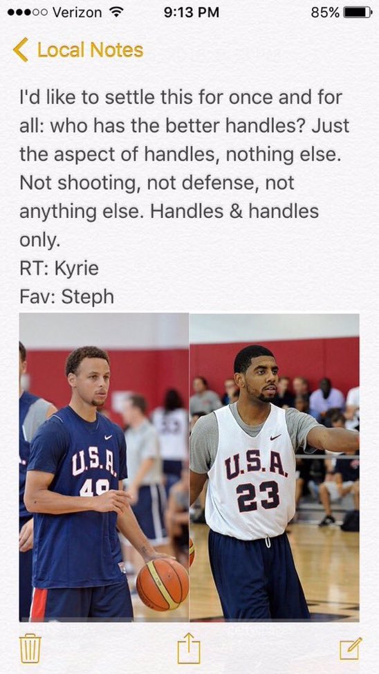 BBallGround's tweet photo. RT: Kyrie
Like: Curry https://t.co/IMb2xrb890
