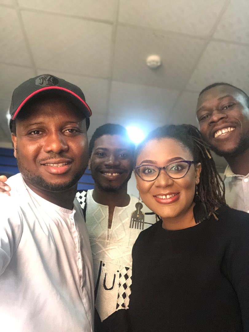 IsabellaAdediji's tweet photo. With the #ProductionTeam @YNaijaTV, thank you @oluyemiseun, @Toysley & Seun. Thank you for all you do behind the scenes to make sure we deliver a great show on #RubbinMinds on @channelstv. #ProductionPeople #TVPeople https://t.co/5WCfj0D5Jz